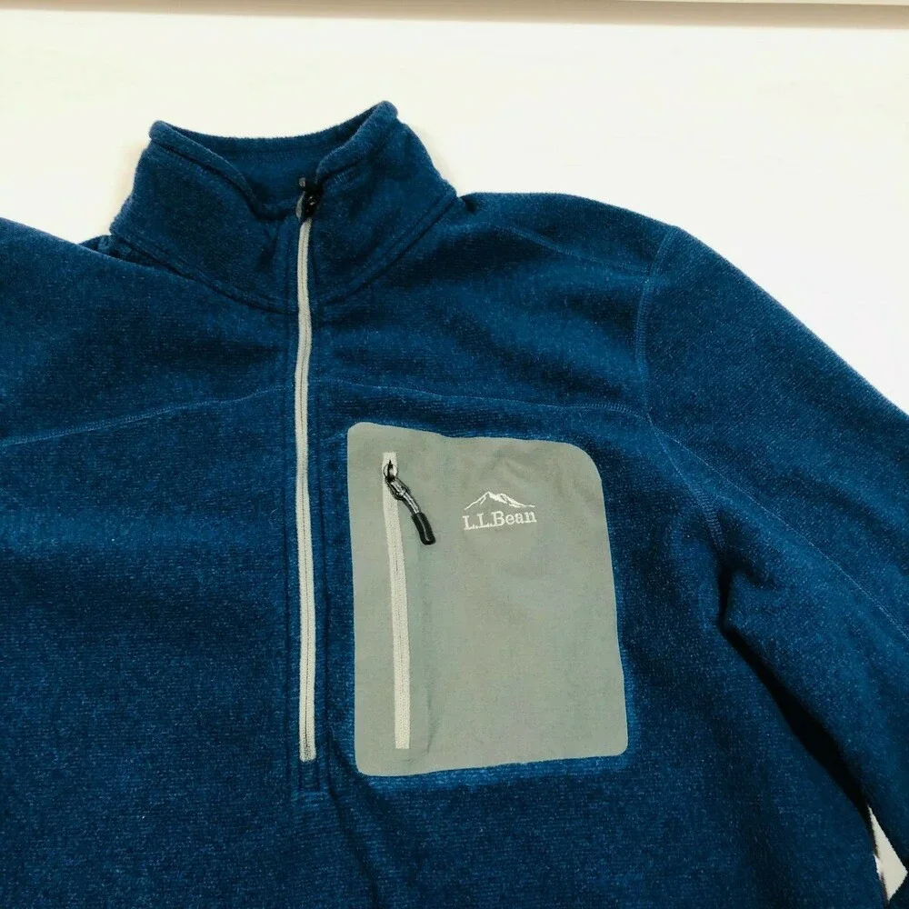L.L. Bean Men's 1/4 Zip Pull Over Active Fleece Jacket Camping Hiking Outdoors L
